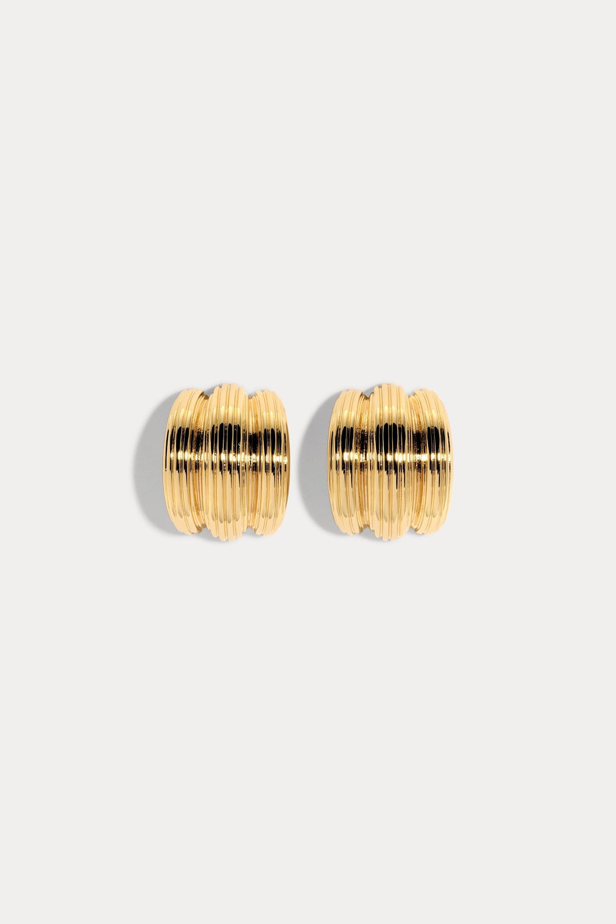 Oversized Triple Line Dome Shield Stud Earrings
