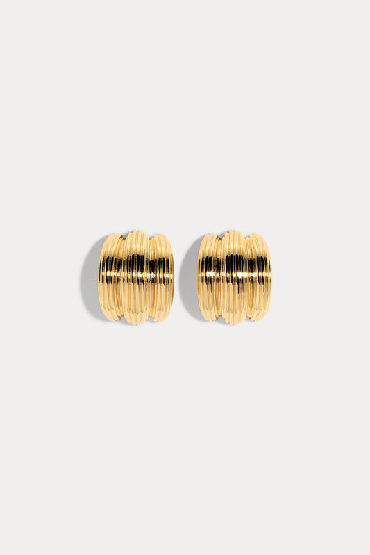 Oversized Triple Line Dome Shield Stud Earrings