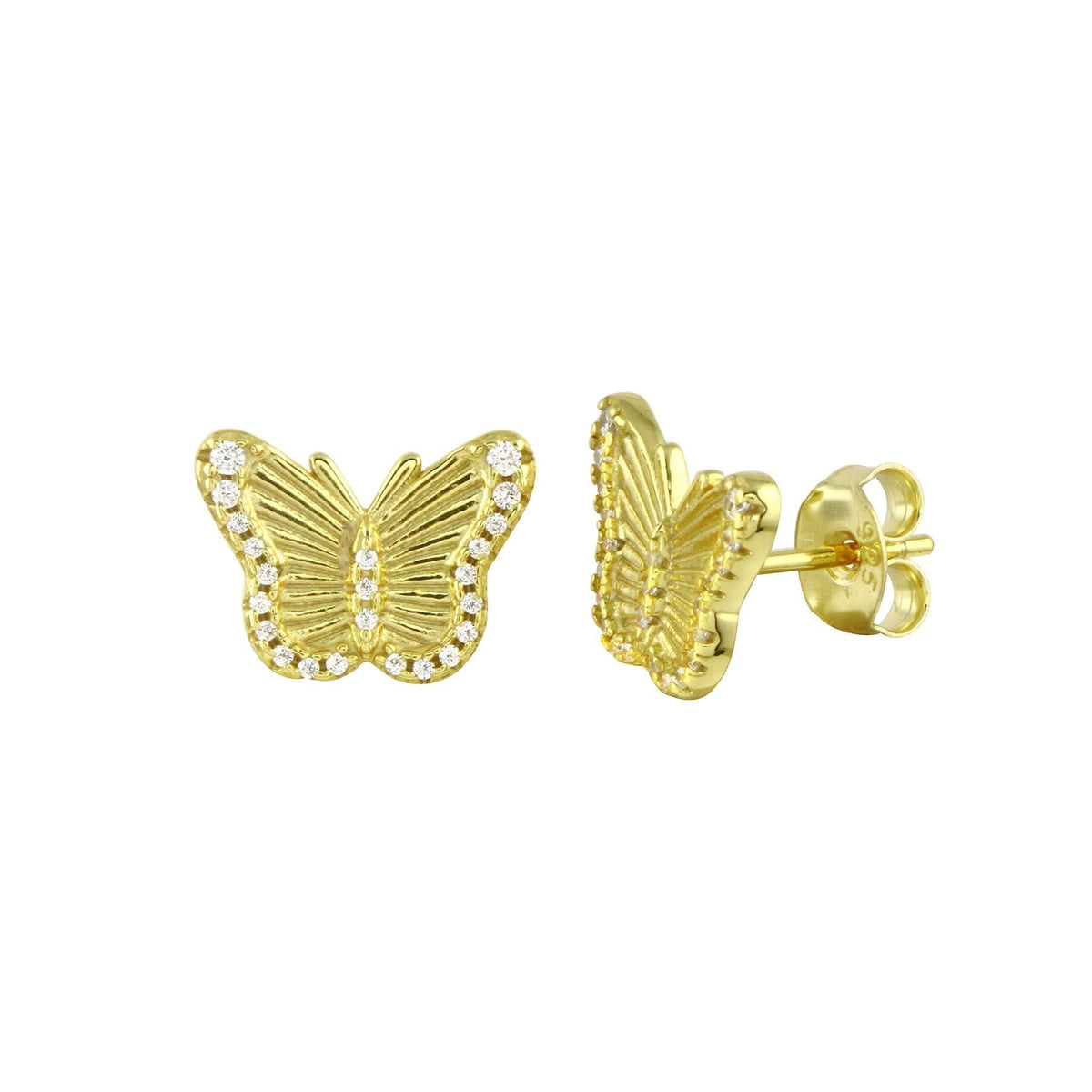 Pave Fluted Butterfly Stud Earrings