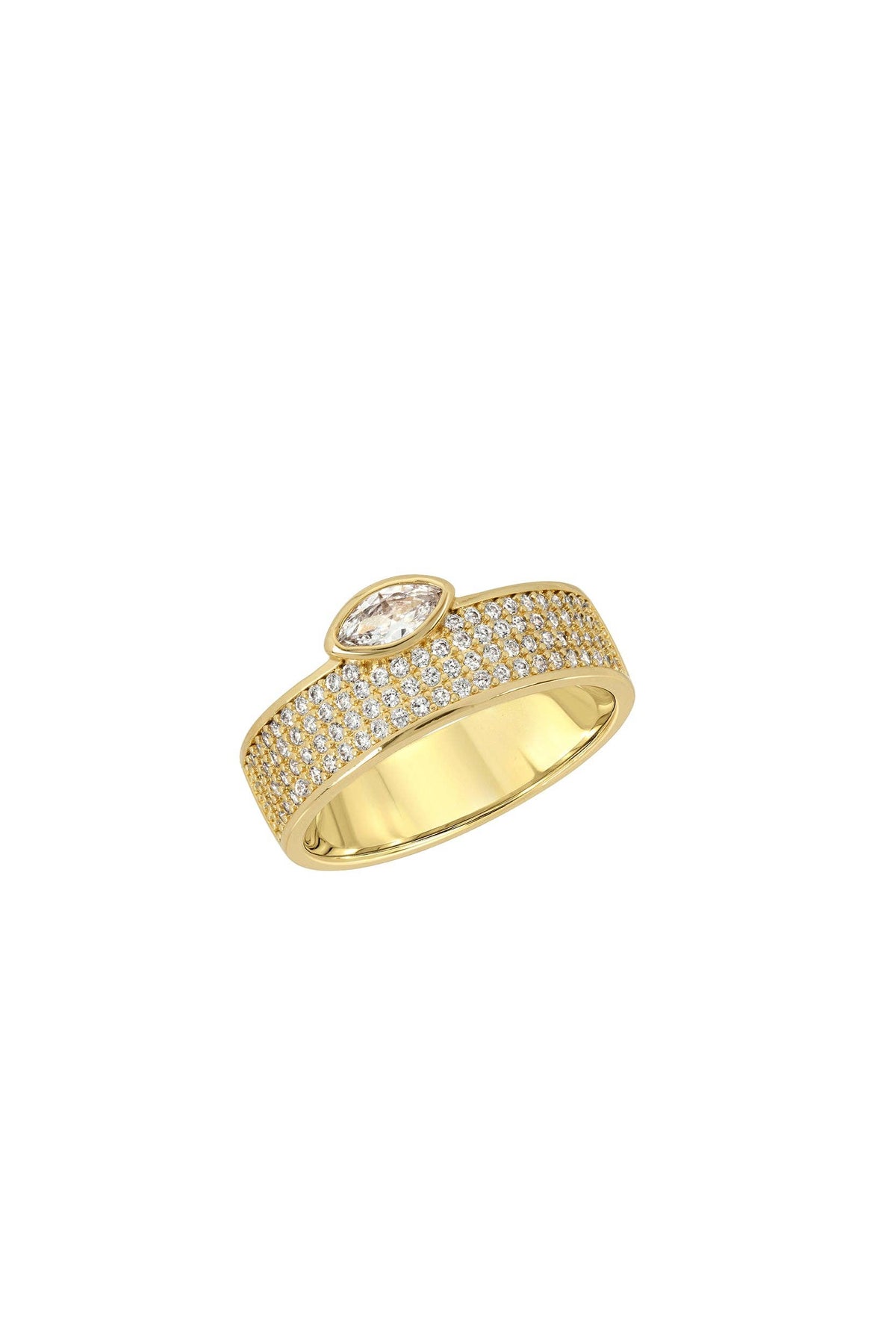 Pave Marquise Cigar Ring - with marquis bezel focal, alternate view 3