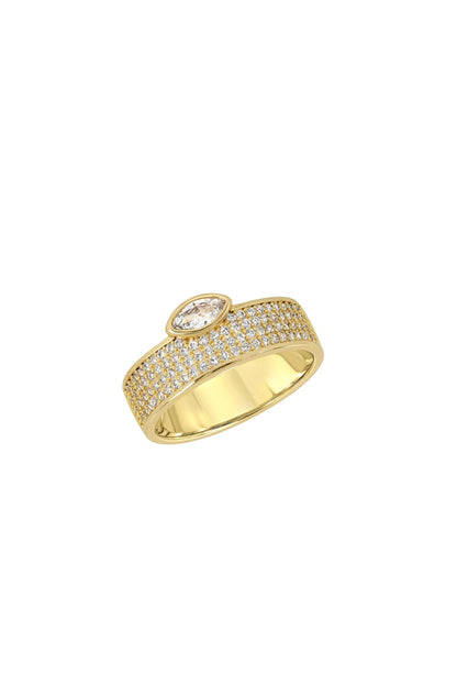 Pave Marquise Cigar Ring - with marquis bezel focal, alternate view 3