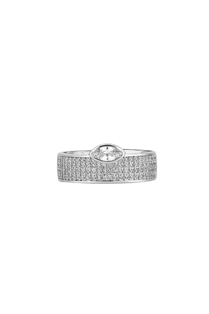 Pave Marquise Cigar Ring - with marquis bezel focal, alternate view 4