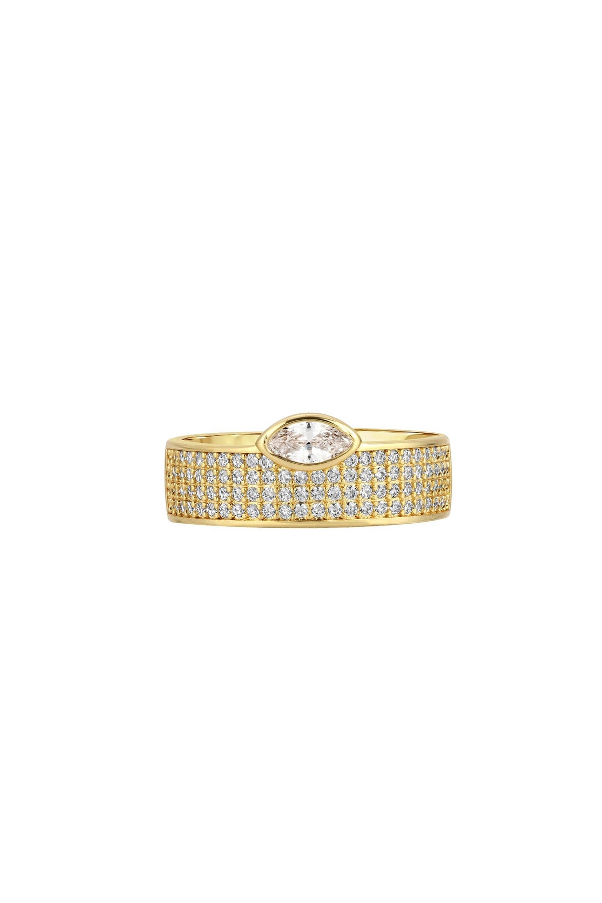 Pave Marquise Cigar Ring - with marquis bezel focal, alternate view 5