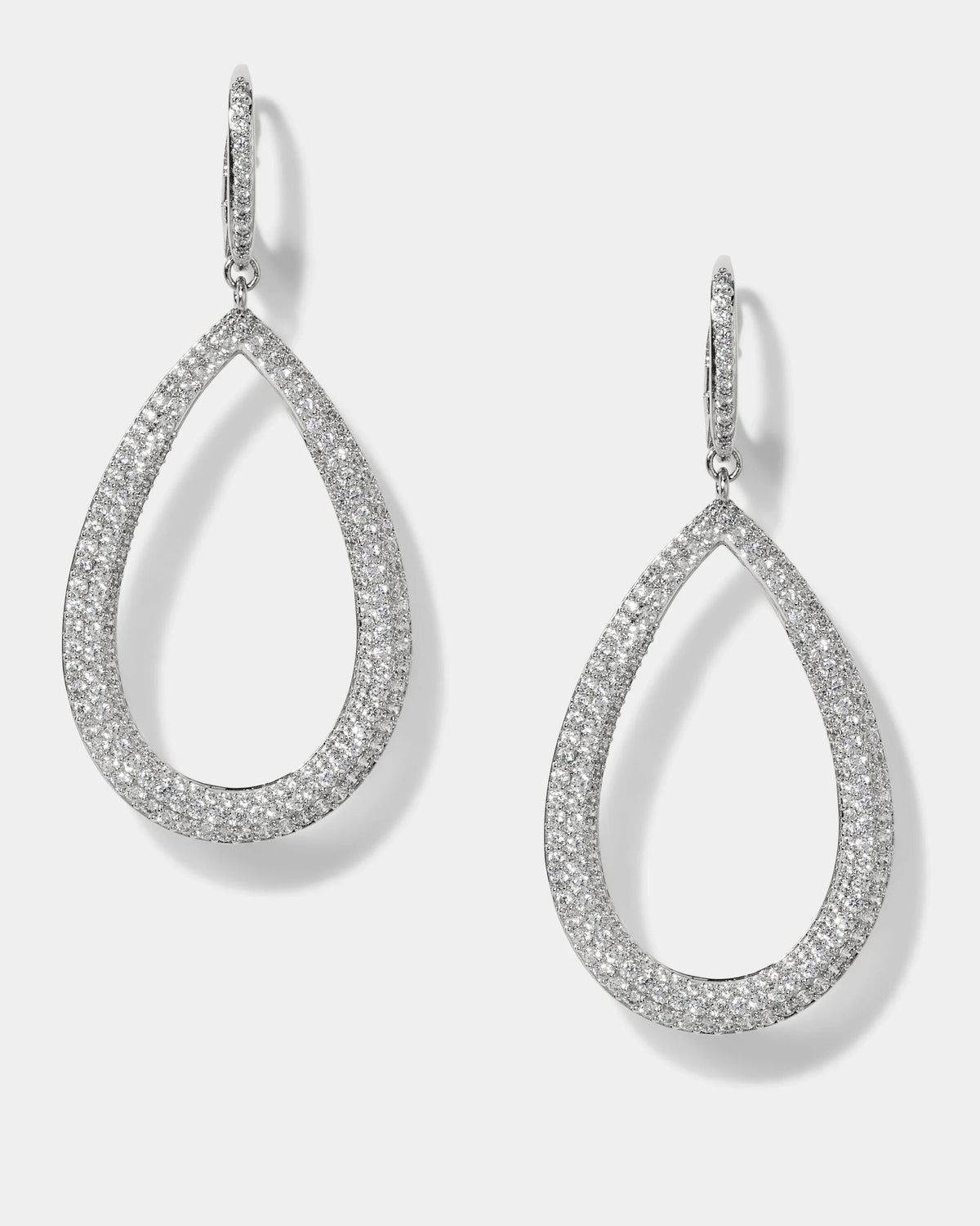 Pave Teardrop Leverback Earrings, alternate view 2