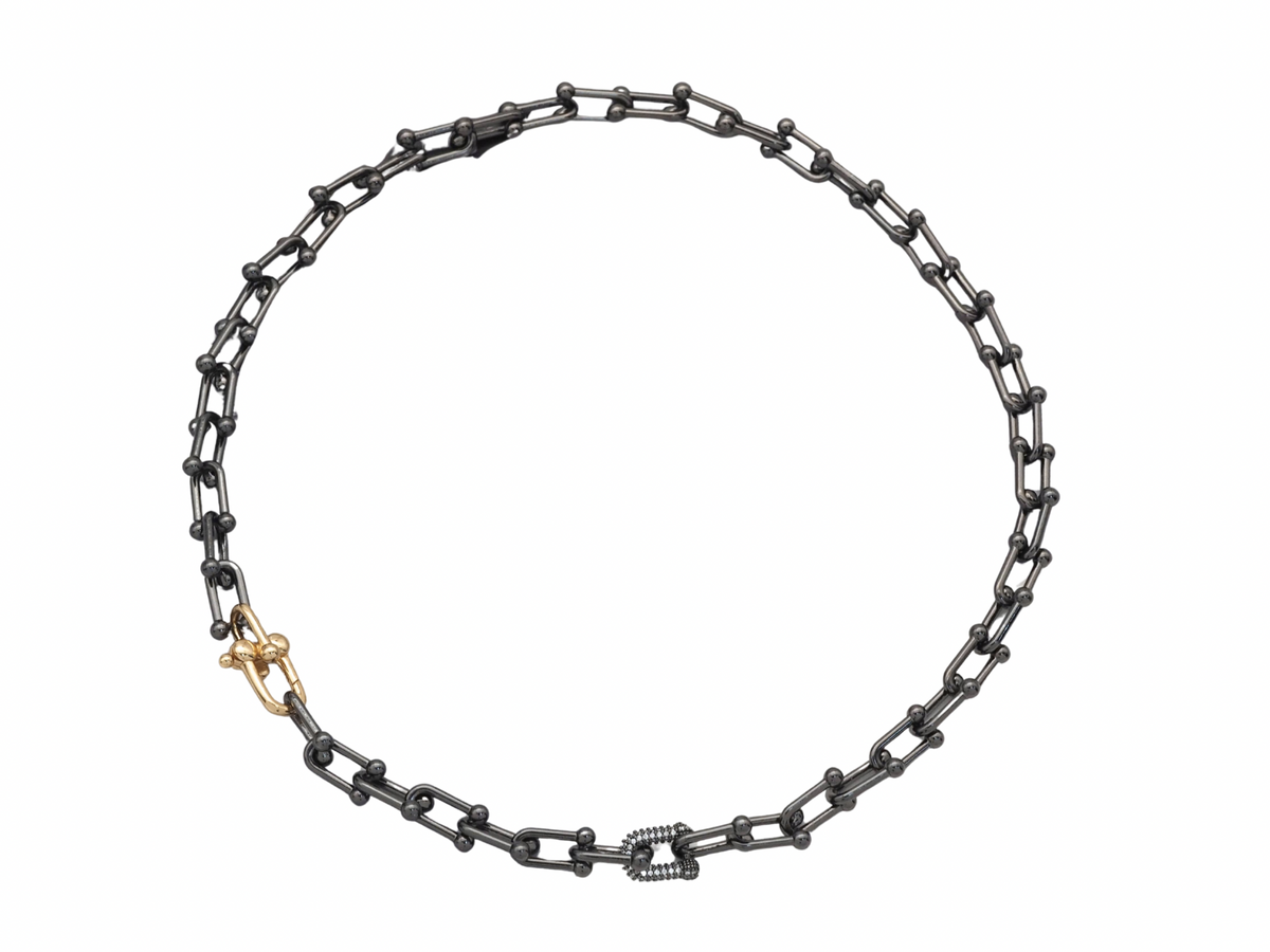Pave U-Link Chain Necklace, alternate view 3
