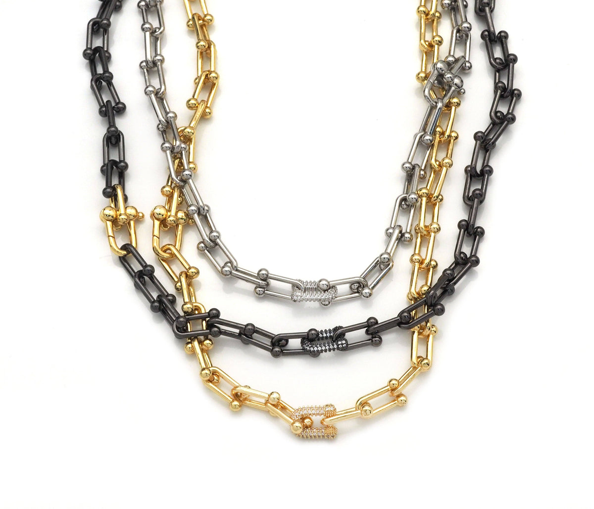 Pave U-Link Chain Necklace, alternate view 4
