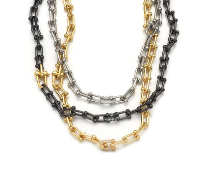 Pave U-Link Chain Necklace, alternate view 4