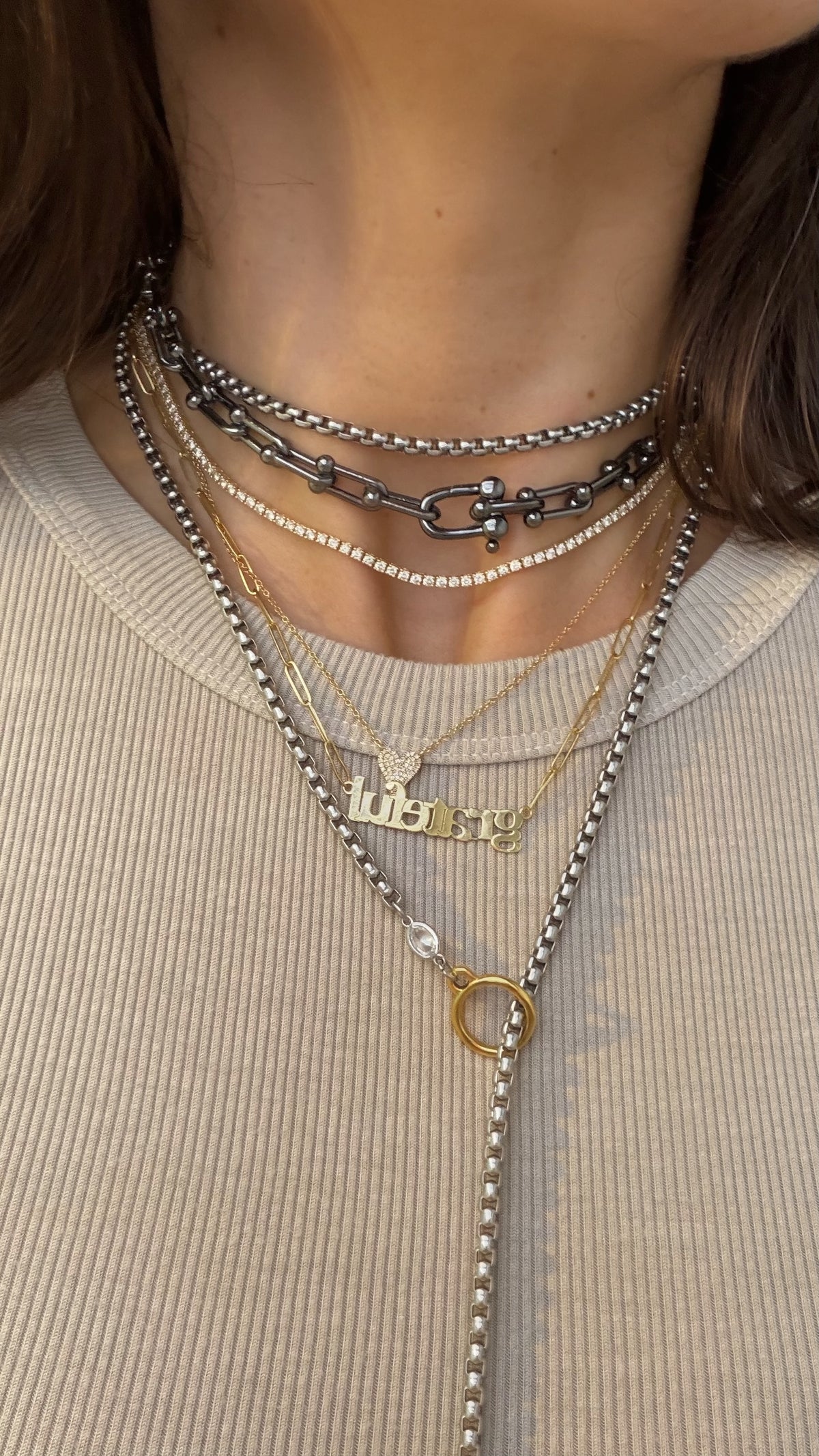 Pave U-Link Chain Necklace, alternate view 5