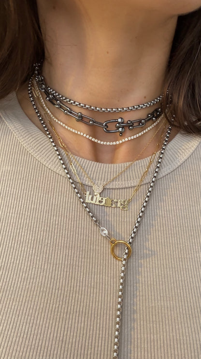Pave U-Link Chain Necklace, alternate view 5