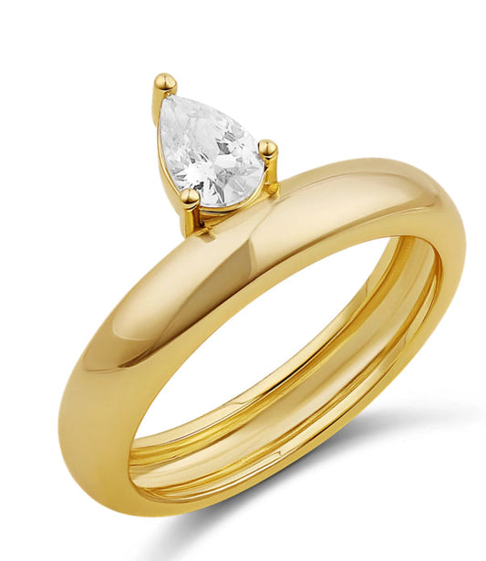 Pear Solitaire Ring