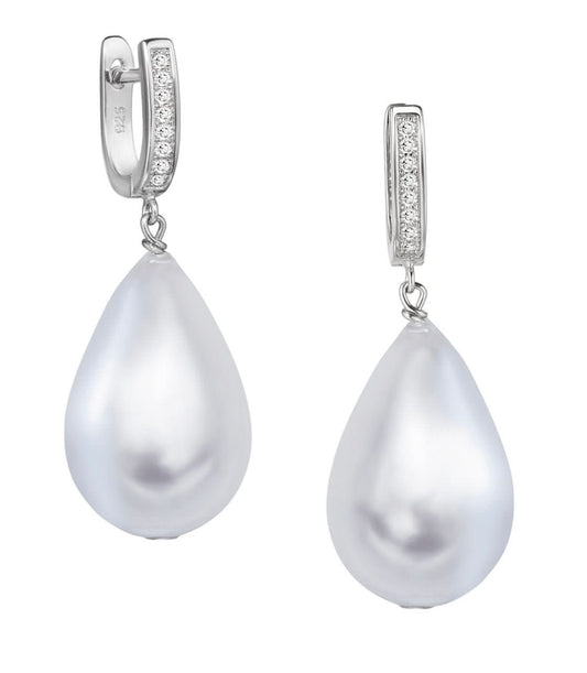 Pearl Drop Huggie Earrings