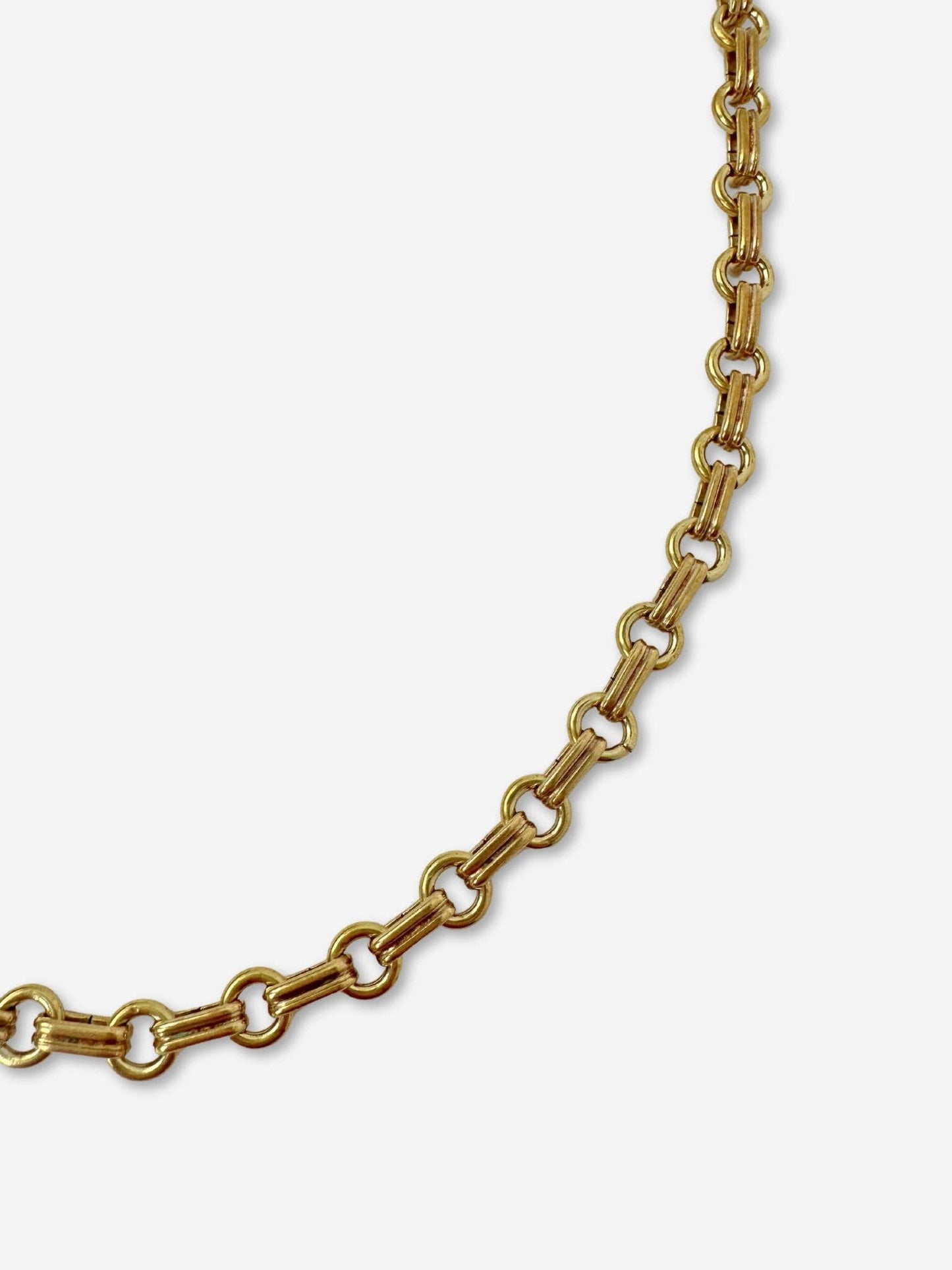 Plain industrial brass rolo chain necklace with lobster clasp, alternate view 2