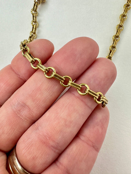 Plain industrial brass rolo chain necklace with lobster clasp, alternate view 3