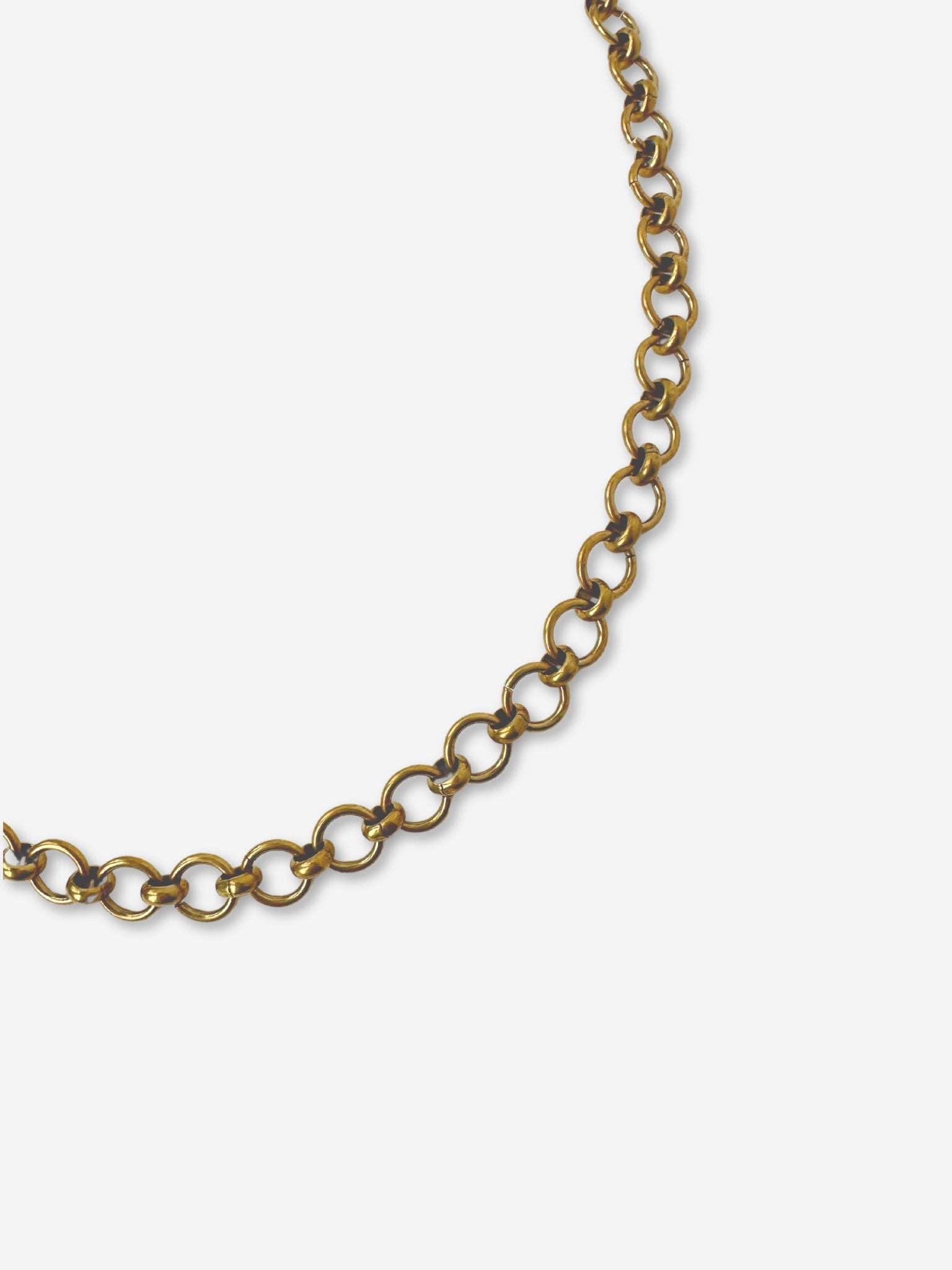 Plain raw brass 18" circle link chain necklace, alternate view 2