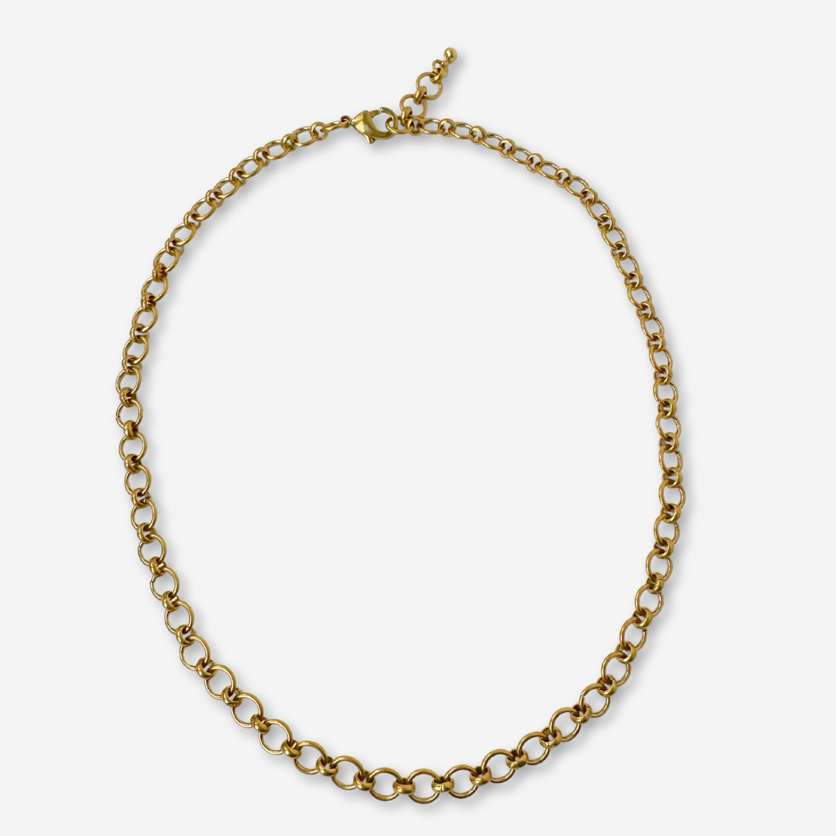 Plain raw brass 18" circle link chain necklace