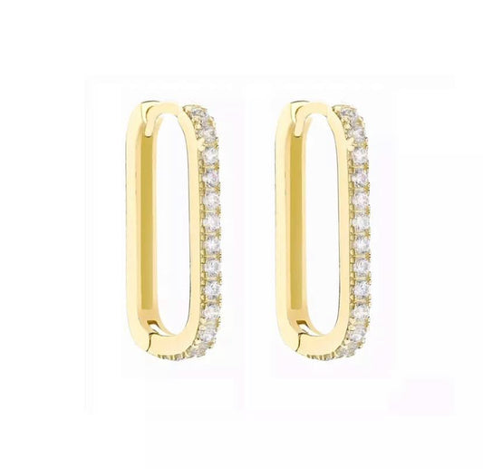 Rectangle Diamond Hoops - Susan Blake Jewelry