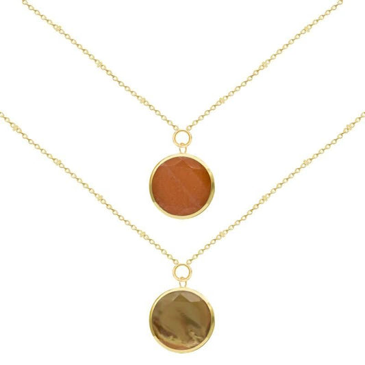 Reversible Gold Framed Gemstone Necklace