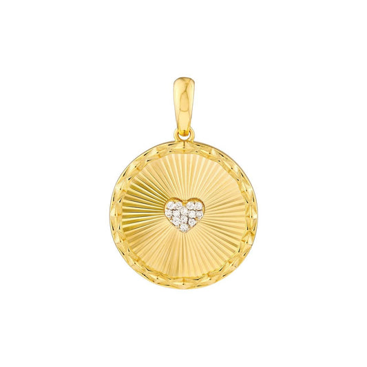 Round Fluted Diamond Heart Pendant