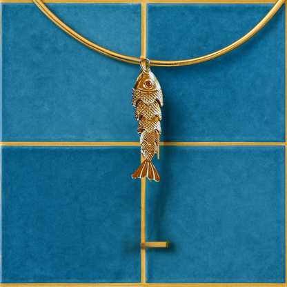 Sardine Summer Articulated Enamel Fish Charm Necklace, alternate view 4