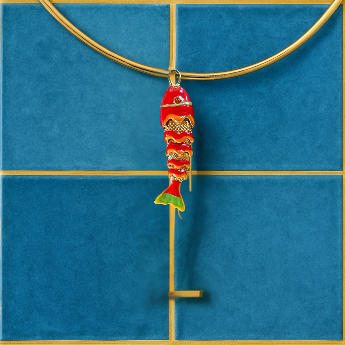Sardine Summer Articulated Enamel Fish Charm Necklace, alternate view 6