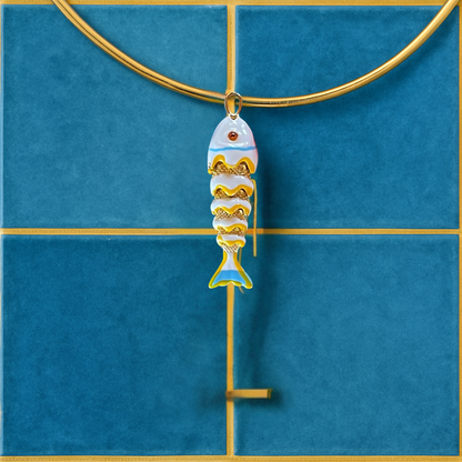 Sardine Summer Articulated Enamel Fish Charm Necklace, alternate view 8