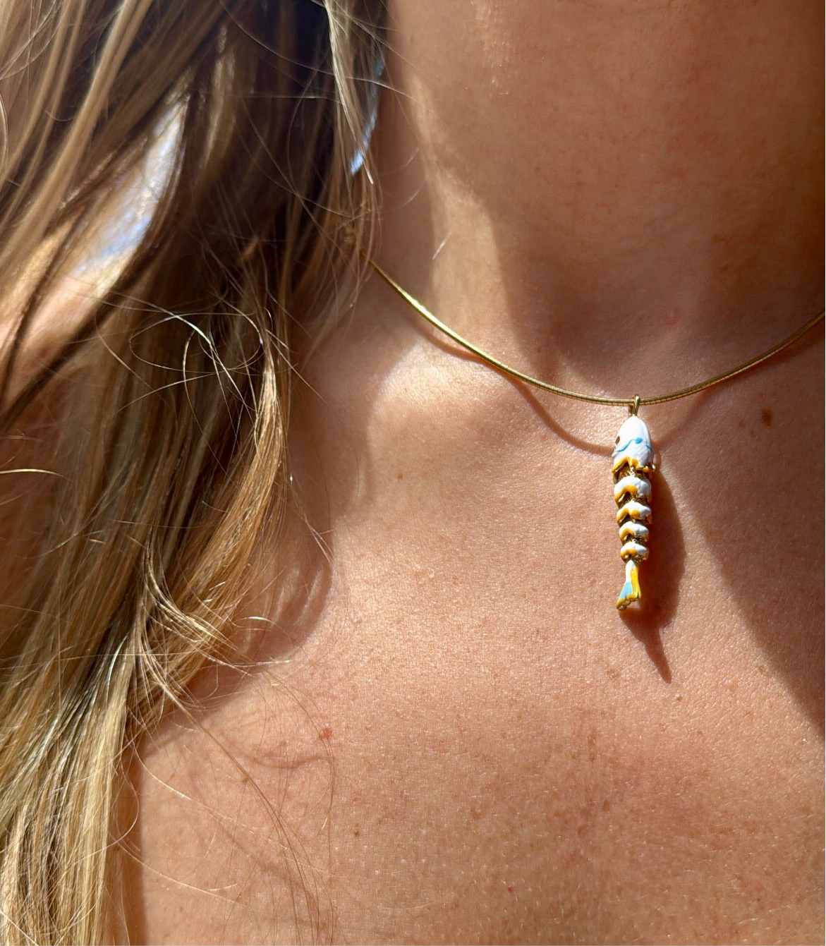 Sardine Summer Articulated Enamel Fish Charm Necklace, alternate view 10