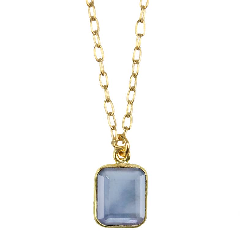 Semi Precious Square Necklace - Tanzanite