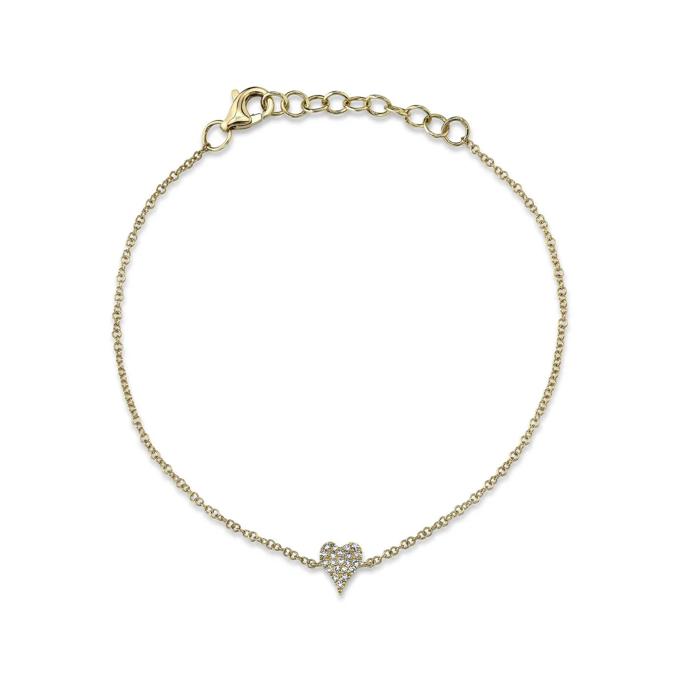 14K yellow gold natural diamond pavé heart bracelet
