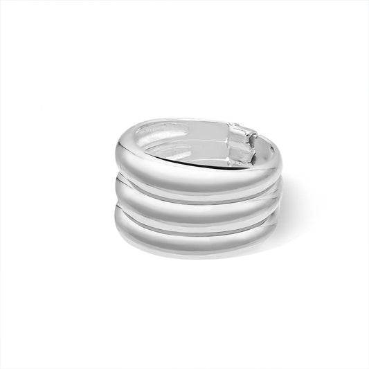 Silver 3 Dome Banded Ring