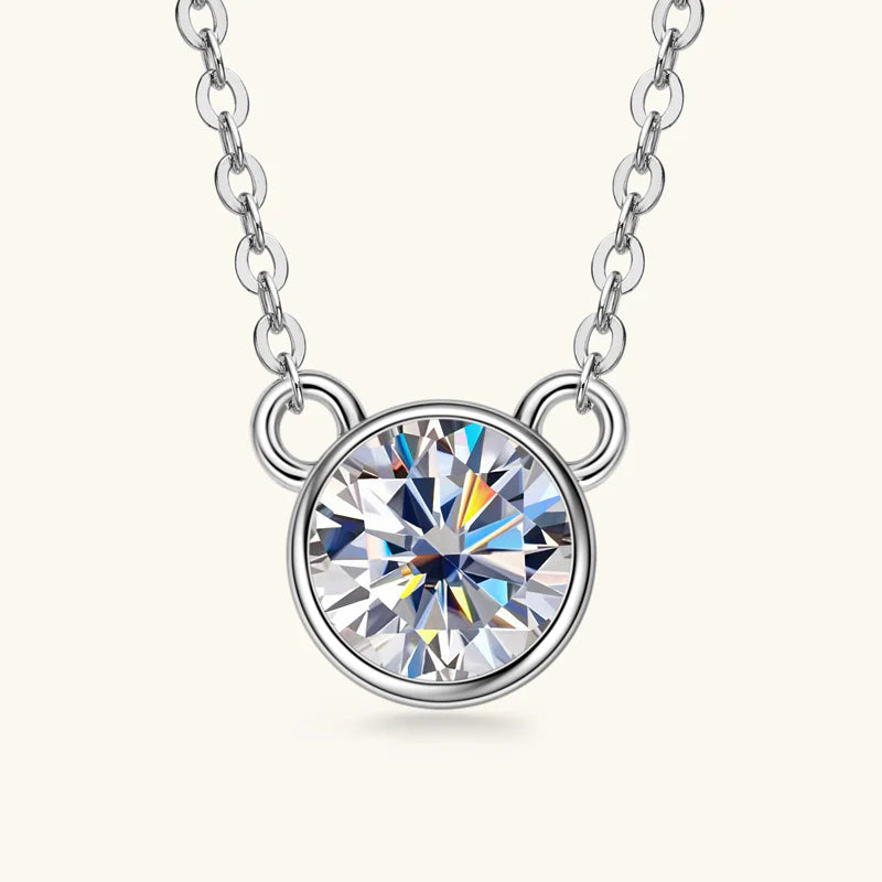 Solitaire Round Moissanite Charm Necklace, alternate view 2
