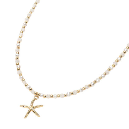 Starfish Pendant Faceted Beaded Choker Necklace, alternate view 8