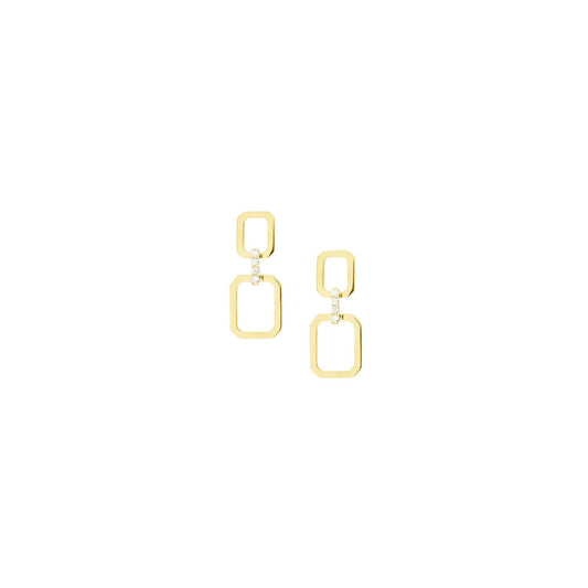 Sterling link post drop earring with cz connector