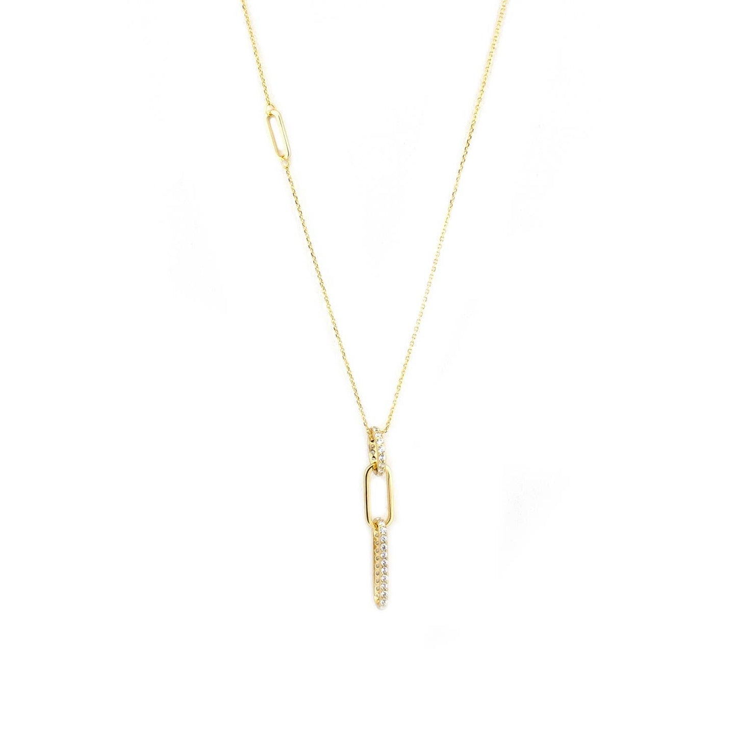 Sterling Multi Shape CZ Drop Charm Necklace