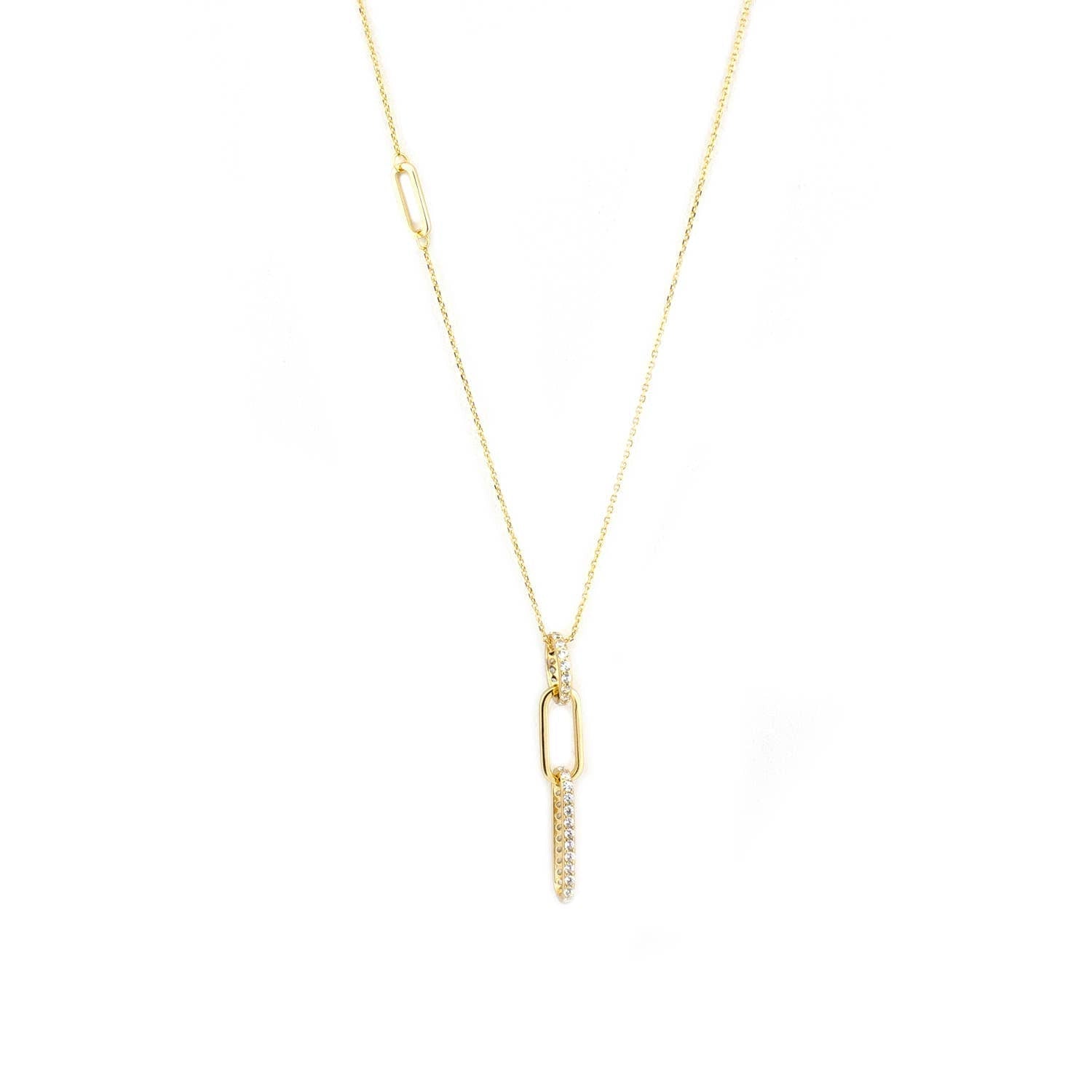 Sterling Multi Shape CZ Drop Charm Necklace