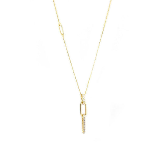 Sterling Multi Shape CZ Drop Charm Necklace