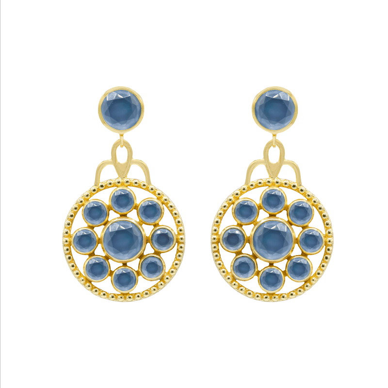 Tanzanite Gem Medallion Drop Earrings