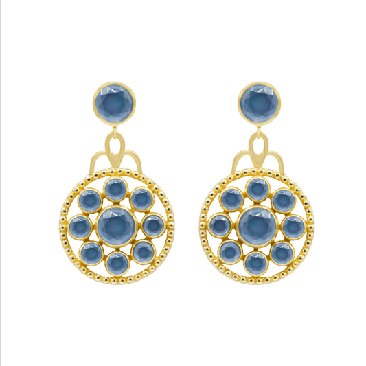 Tanzanite Gem Medallion Drop Earrings