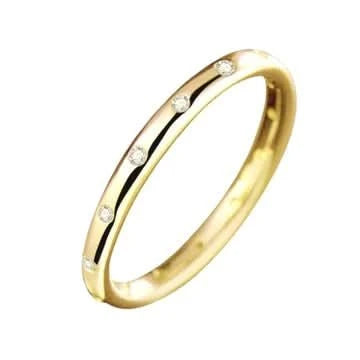 THIN GOLD BAND RING WITH CZ STATIONS - Susan Blake Jewelry