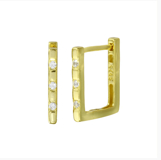 Thin Triple Diamond Rectangle Huggie - Susan Blake Jewelry