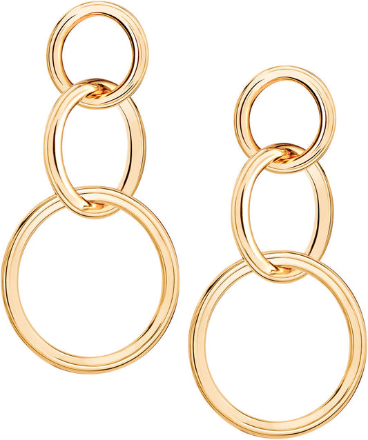 Triple Open Circle Hanging Earrings