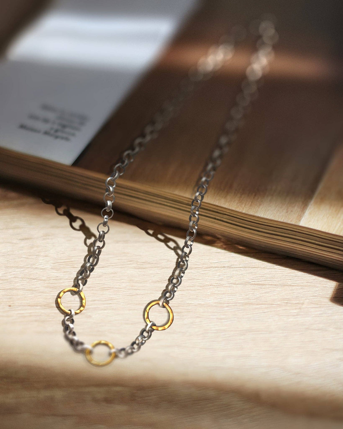 Two-Tone Gold Circles Necklace, alternate view 3