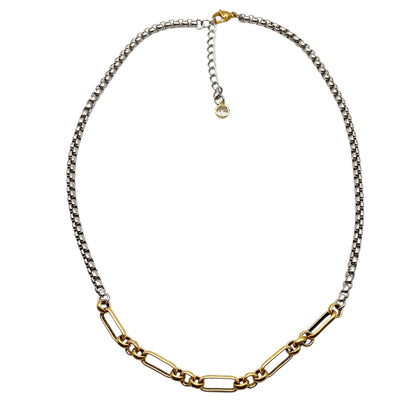 Two tone mixed metal chain necklace, alternate view 2
