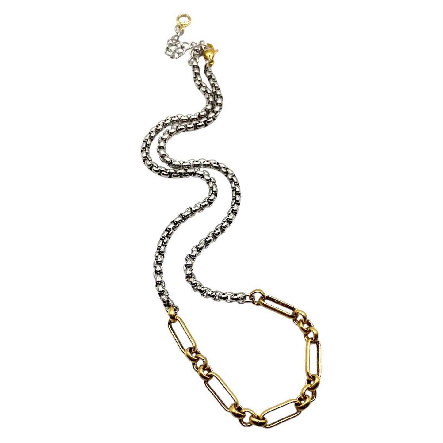 Two tone mixed metal chain necklace, alternate view 3