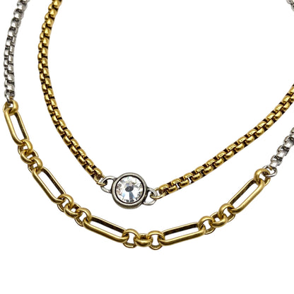Two tone mixed metal chain necklace, alternate view 4