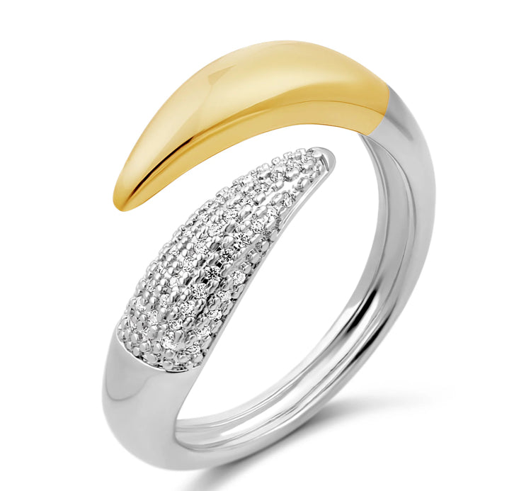 Two Tone Open Claw Wrap Band Ring