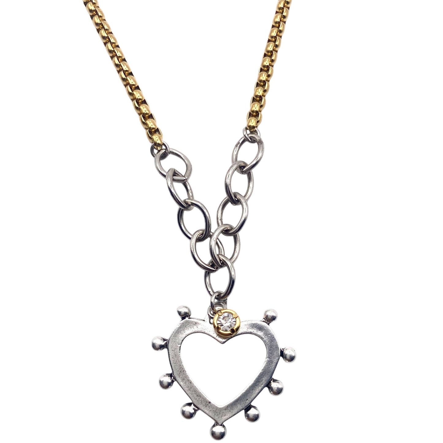Two-Tone Open Heart Necklace, alternate view 12