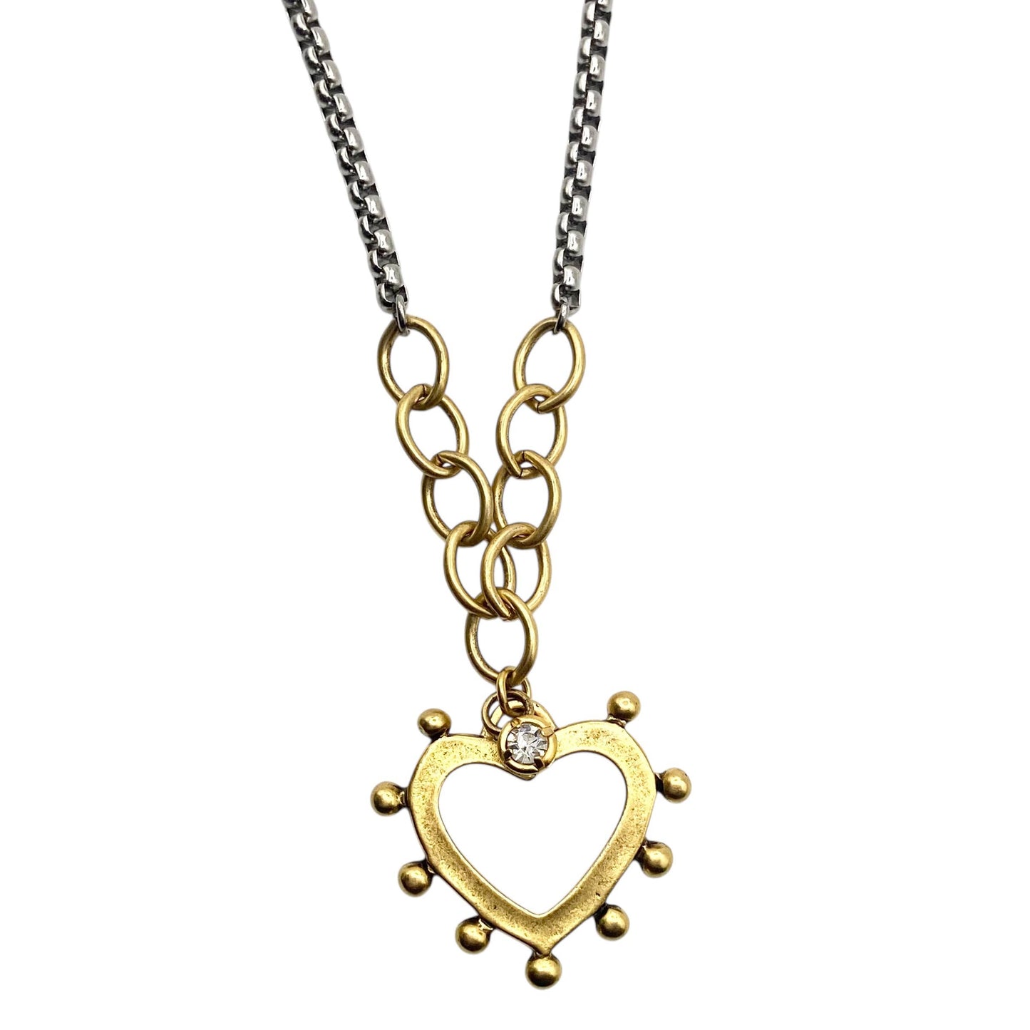 Two-Tone Open Heart Necklace, alternate view 2