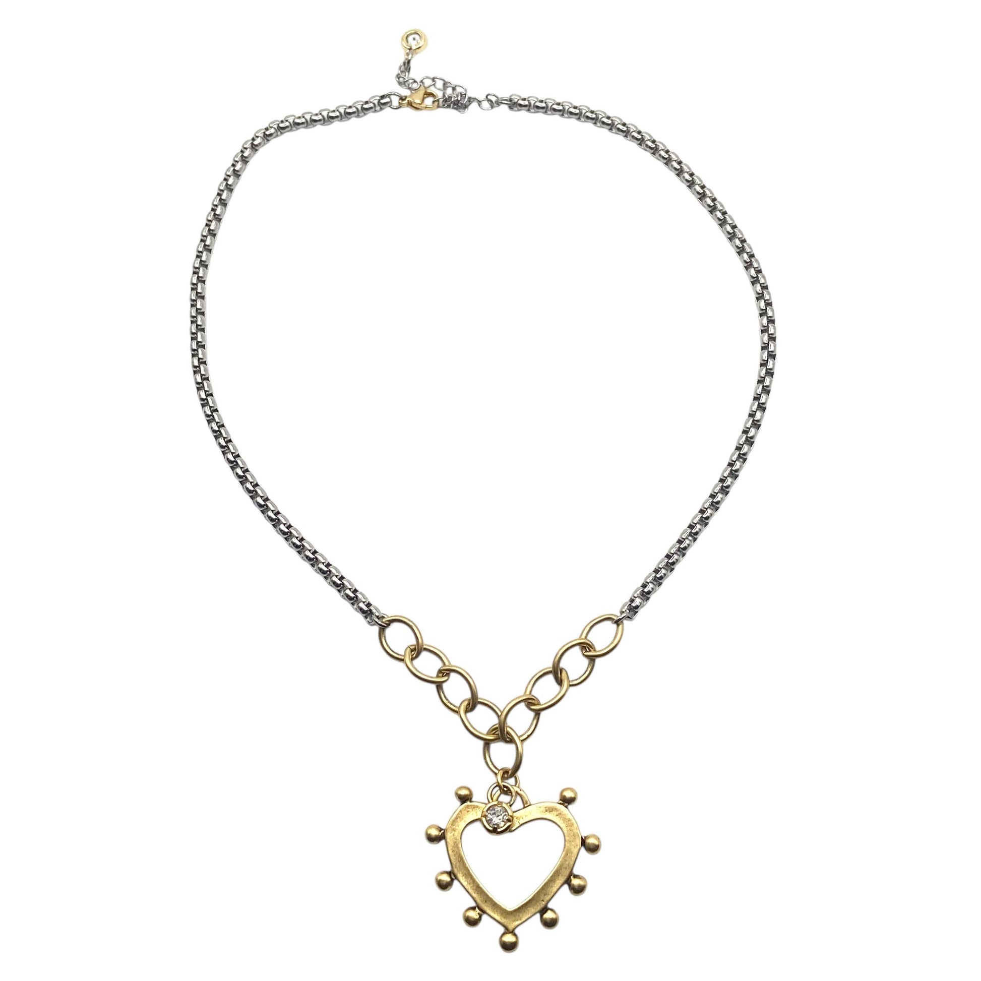Two-Tone Open Heart Necklace, alternate view 3