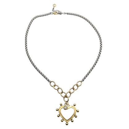 Two-Tone Open Heart Necklace, alternate view 3