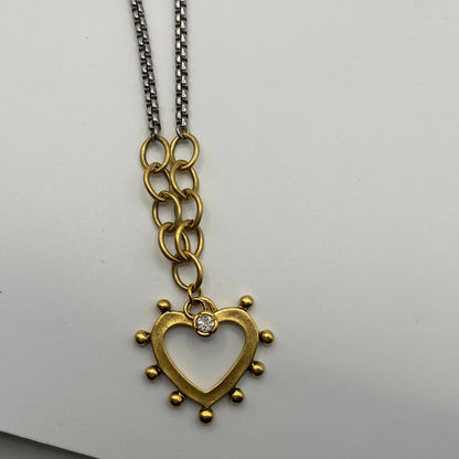 Two-Tone Open Heart Necklace, alternate view 6
